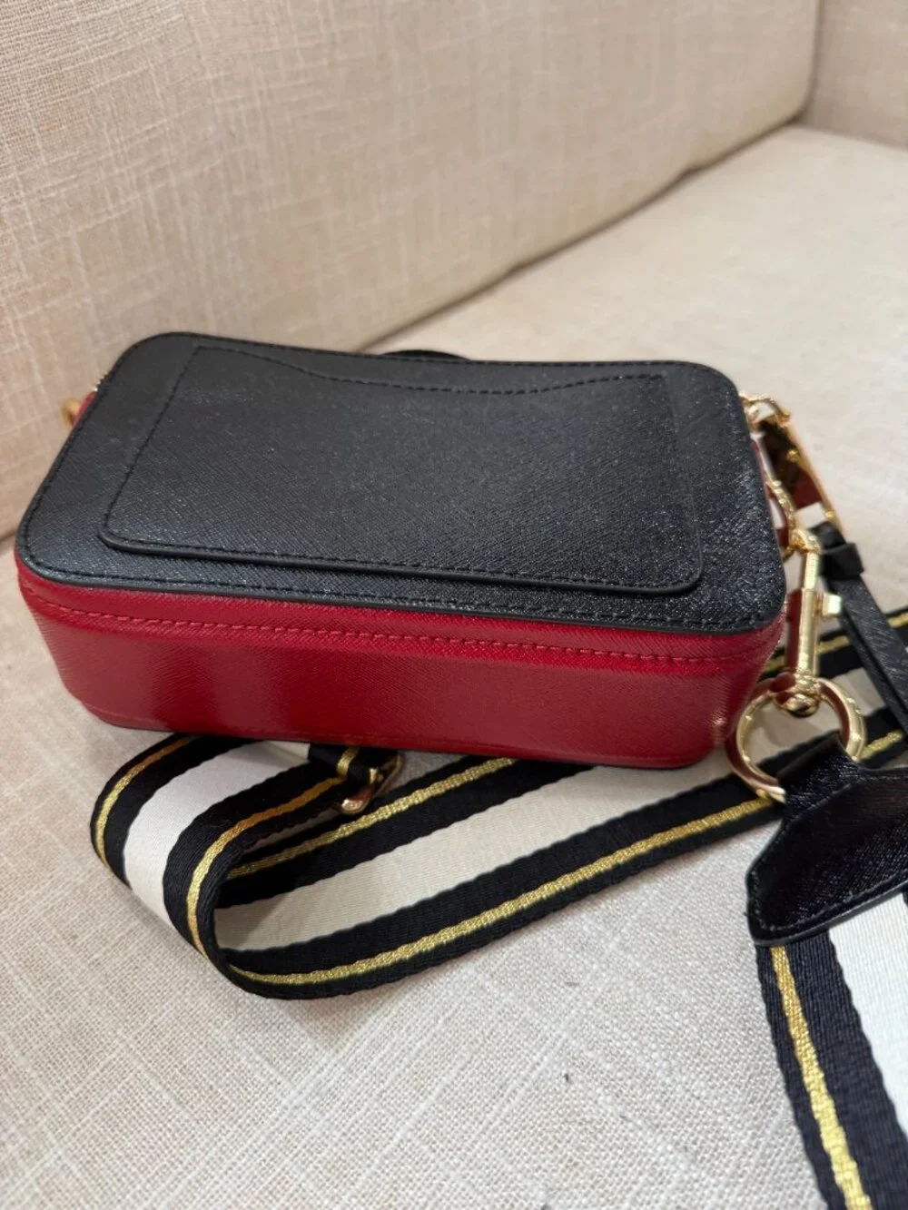 Marc Jacobs Snapshot Camera Bag – Black with Striped Strap